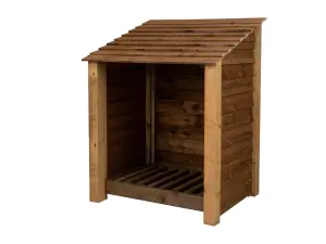 Wooden log store W-99cm, H-126cm, D-88cm - brown finish