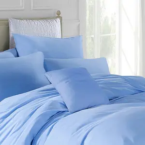 Marnisha Polyester Solid Colour Duvet Cover Set with Pillowcases Light Blue / Double - 2 Standard Pillowcases