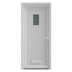 Fortia Curral Frosted Glazed White LH External Front Door set, (H)2085mm (W)920mm