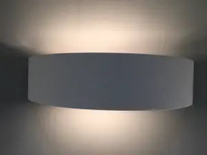 Ceramic Full Semi-Circle Wall Light, Up and Down Light White Paintable Finish E14 socket (NO BULB)