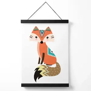 Orange Fox Tribal Animal Medium Poster with Black Hanger