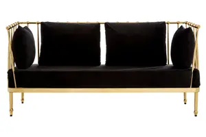 Novo 2 Seat Gold Finish Tapered Arms Sofa