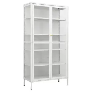 Berkfield Display Cabinet White 90x40x180 cm Steel and Tempered Glass