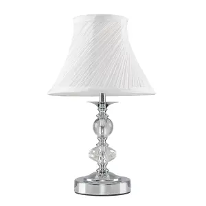 ValueLights Jaigier Pair of Modern Polished Chrome Touch Table Lamps with White Pleated Shades