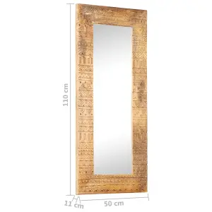 Berkfield Hand-Carved Mirror 110x50x11 cm Solid Mango Wood