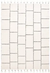 Cream Kilim , Modern , Wool Easy to Clean Geometric Rug for Living room, Bedroom - 160cm X 230cm