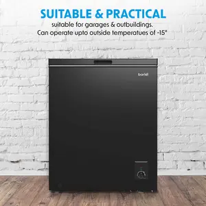 Spacious 142L Black Freestanding Chest Freezer with Refrigeration Mode