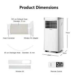 Costway Portable Air Conditioner 9000 BTU 4 in 1 Mobile Cooler Fan and Dehumidifier