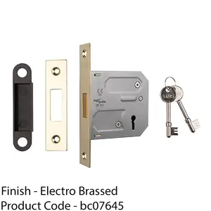 76mm Residential Standard Profile Deadlock - Electro Brass - BS EN 12209 Lock