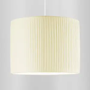 Modern Chic Designer Double Pleated Cream Cotton Fabric 10 Drum Lampshade