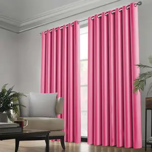 Kalynn 100% Blackout Eyelet Semi Sheer Synthetic Window Curtain Pair (Set of 2) Pink / 117 W x 183 D cm