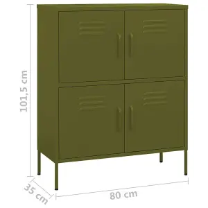 Berkfield Storage Cabinet Olive Green 80x35x101.5 cm Steel