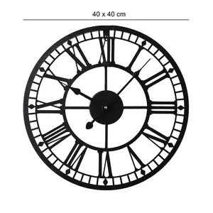 EOS - Skeleton Wall Clock with Roman Numerals - 40x40 - Black