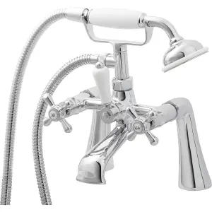 GoodHome Etel Gloss Chrome Wall-mounted Bath mixer tap with shower kit