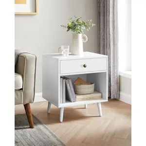 Monterey 1 Drawer Bedside Table White