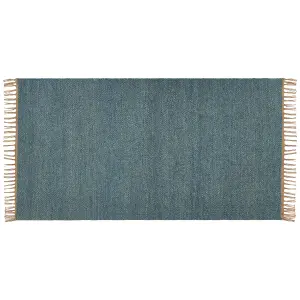 Jute Area Rug 80 x 150 cm Blue LUNIA