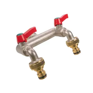 Outdoor Garden Metal tap Splitter/Manifold,Universal Hose connectors,3/4" bsp Inlet Thread(26mm Across) ASIN