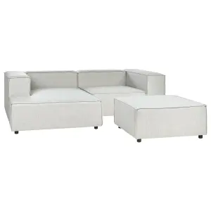 Corner Sofa with Ottoman APRICA Light Grey 2 Seater Right Hand