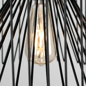 ValueLights Amadeus Modern Black Non Electric Metal Wire Design Cylinder Shaped Light Pendant Shade