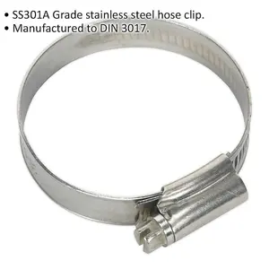 10 PACK Stainless Steel Hose Clip - 38 to 57mm Diameter - Hose Pipe Clip Fixing