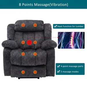 Power Massage Lift Recliner Chair with Heat & Vibration for Elderly, Heavy Duty and Safety Motion Reclining Mechanism, Gray