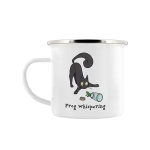 Grindstore Frog Whispering Cat Enamel Mug White (One Size)