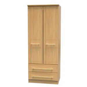 Norfolk 2 Door 2 Drawer Wardrobe with Shelf & Hanging Rail in Modern Oak (Ready Assembled)