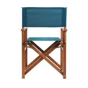 Charles Bentley FSC Wooden Pair of Folding Directors Chairs Teal Pop-Up Garden