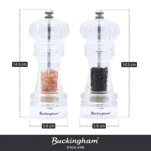 Buckingham Acrylic salt & Pepper mill set, easy to use, Perfect for seasoning