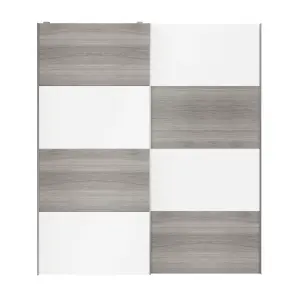 Atomia Panelled Grey & white oak effect 2 door Sliding Wardrobe Door kit (H)2250mm (W)2000mm