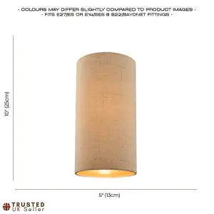 Modern and Stylish Stitched Effect Taupe Linen Fabric Cylindrical 25cm Lampshade