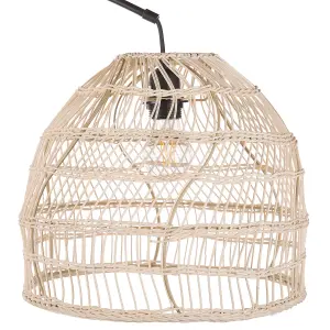 Floor Lamp with Rattan Shade Black GUAVIARE