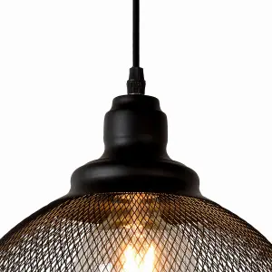 Lucide Mesh Vintage Pendant Light 28cm - 1xE27 - Black