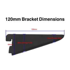 EAI Twin Slot Brackets 120mm Black Pack of 2 - Genuine 32mm Twin Slot Ajustable Wall Shelving