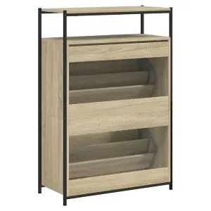 Berkfield Shoe Cabinet Sonoma Oak 75x34x112 cm Engineered Wood