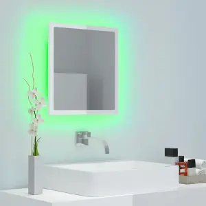 Berkfield LED Bathroom Mirror High Gloss White 40x8.5x37 cm Engineered Wood