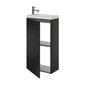 GoodHome Imandra Matt Black Single Freestanding Bathroom Cloakroom unit (H) 790mm (W) 440mm