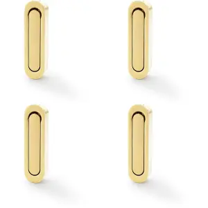 4 PACK - Flush Sliding Pocket Door Pull Handle - Satin Brass 70mm x 19mm Radius Edge