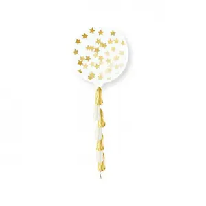 Globos Tel Stars Confetti Balloon Clear/Gold (One Size)