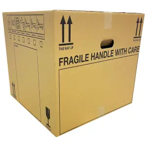 10 x Extra Large Size (21x21x16") Strong Printed Tick List Cardboard Removal Boxes With Carry Handles