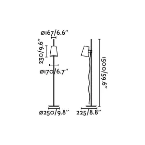 Luminosa Lupe 1 Light Adjustable Floor Lamp Chrome with White Shade, E27