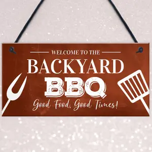 Backyard BBQ Sign Funny Garden Shed Man Cave Sign Gift For Men New Home Gift