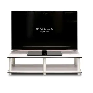 Furinno Just No Tools Wide TV Stand, White Finish w/White Tube