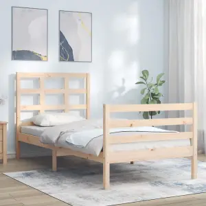 Berkfield Bed Frame with Headboard 90x200 cm Solid Wood