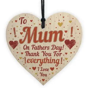 Red Ocean Fathers Day Card For Mum Novelty Wooden Heart Gift For Mum Funny Mum Dad Gift