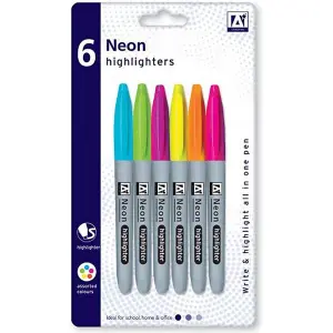 The Design Group Neon Highlighter Pen (Pack of 6) Multicoloured (One Size)