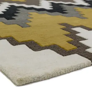 Mustard Wool Abstract Handmade Luxurious Modern Rug for Bedroom & Living Room-160cm X 230cm