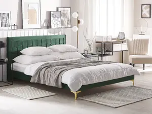 Velvet EU King Size Bed Green LIMOUX