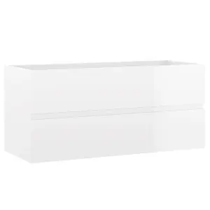 Berkfield Sink Cabinet with Built-in Basin High Gloss White Engineered Wood