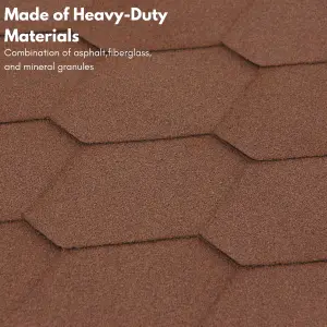 Premium Asphalt Roof Shingles 25 Pcs - Brown Hexagonal Roofing Felt 3 sqm - 31.5 x 12.4 Weatherproof, Heavy-Duty Roofing Material